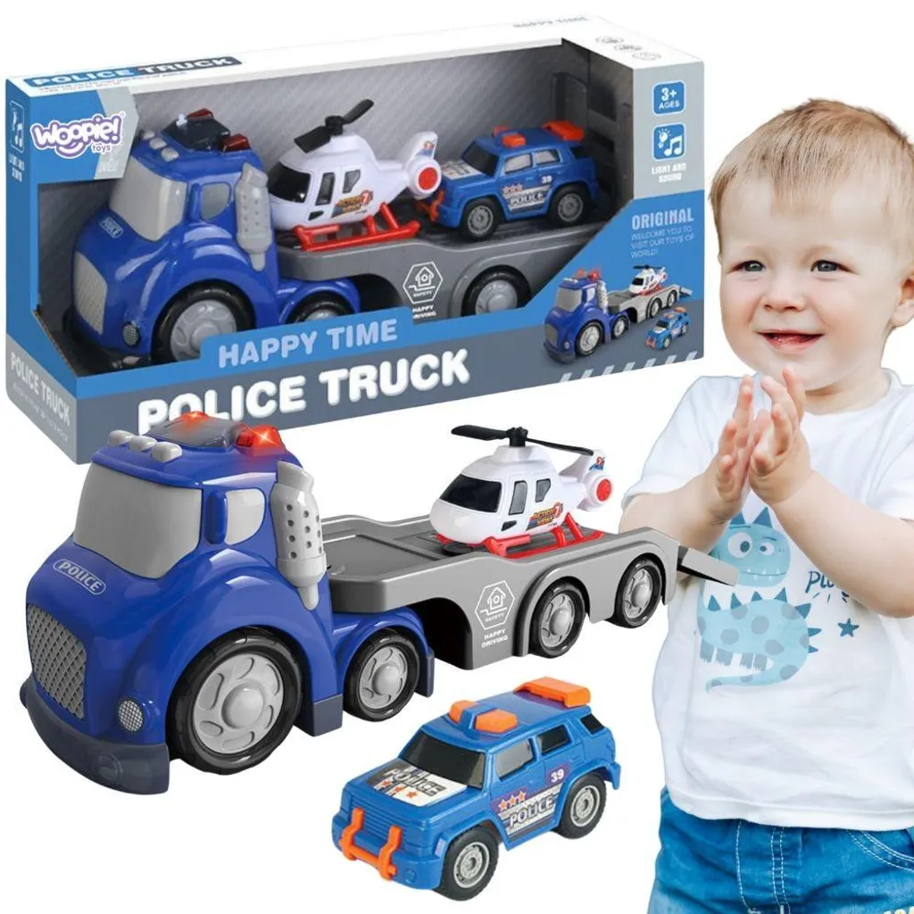 Camion de police Woopie Blue avec effets sonores et lumineux pour enfant