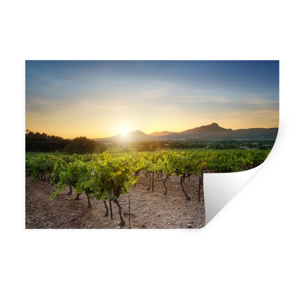 MuchoWow Wandtattoo Wandsticker Wandaufkleber Junger Weinberg in einer bergigen Landschaft 120x80 cm Selbstklebend und Repositionierbar - Selbstk...