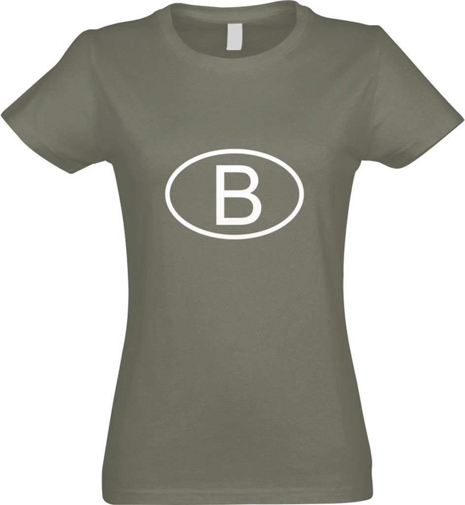 Kiwistar - T-Shirt tailliert - Damen - Olive - Belgien B - mit Motiv Bedruckt - Funshirt Design - Sport - Freizeit - Damen - M