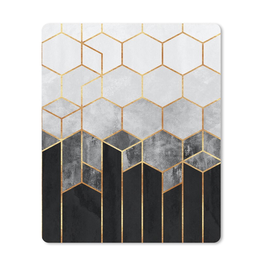 MuchoWow Mauspad Mousepad Gold - Sechseck - Chic - Muster - Luxus 30x40 cm - Mousepads - Maus Mat - Pad - Mausunterlage - Mausmatten