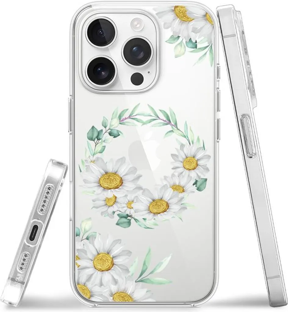 Cover Silicone iPhone 13 Pro Trasparente Margherite - Slim & Shockproof - 3