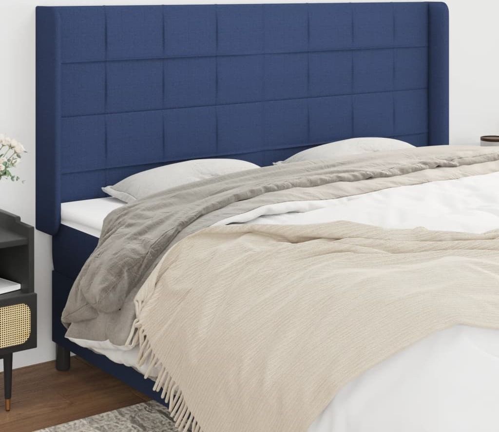 Maison Exclusive - Kopfteil mit Ohren Blau 203x16x118/128 cm Stoff