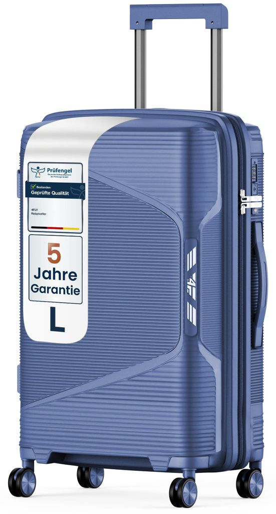 4FLY Hartschalen-Reisekoffer L 65 cm (61L) - mit TSA-Schloss, Doppelrollen, Aluminium-Teleskopgriff und Doppelreißverschluss