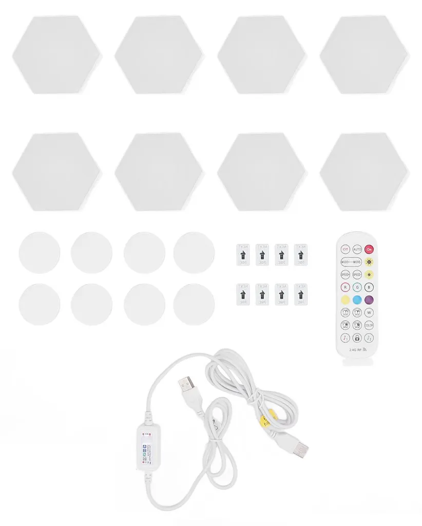 Éclairage Intelligent Hexagonal RGB 8pcs pour Décorer un Mur Sombre