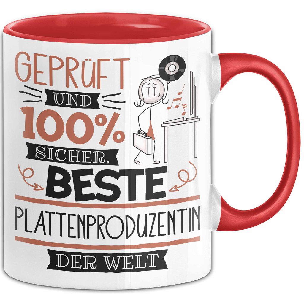 Beste Plattenproduzentin Der Welt Tasse Geschenk für Eine Plattenproduzentin Und Sicher Geschenkidee Geburtstag Weihnachten (Rot)