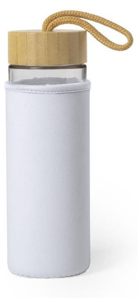 Wasserflasche/Getrankeflasche - Glas - Schutzhulle - weis - 530 ml