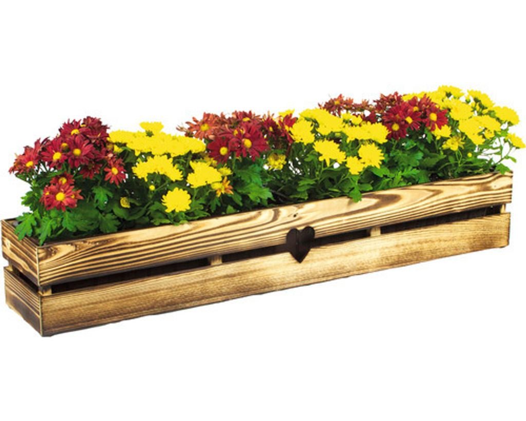 Truhlík dřevěný SRDCE 61 x 19 x 15 cm opalovaný Obrázek produktu 
