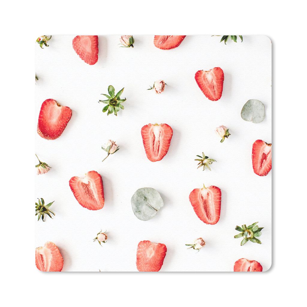 MuchoWow Mauspad Mousepad Sommer - Erdbeeren - Eiswürfel 30x30 cm - Mousepads - Maus Mat - Pad - Mausunterlage - Gaming