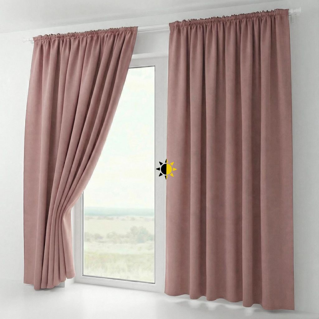 2er Set Verdunkelungsgardine mit U-Band, Blackout Vorhang abdunkelnd, Größe und Farbe wählbar,300x245cm,Altrosa