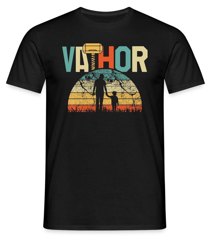 Spreadshirt Vathor Vater Kind Retro Männer T-Shirt, 3XL, Schwarz