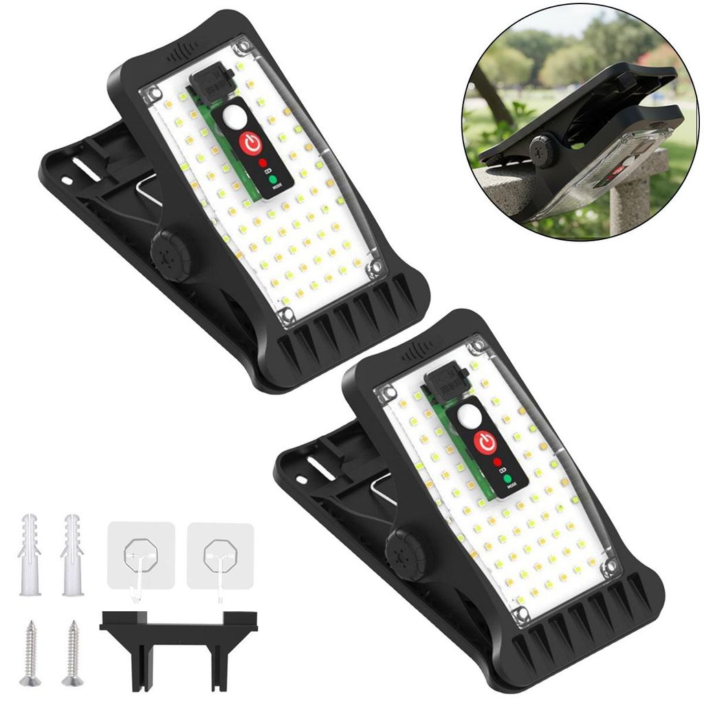 Solarlampen für außen, 2 Stück Clip-on Solarleuchten mit Produktbild 
