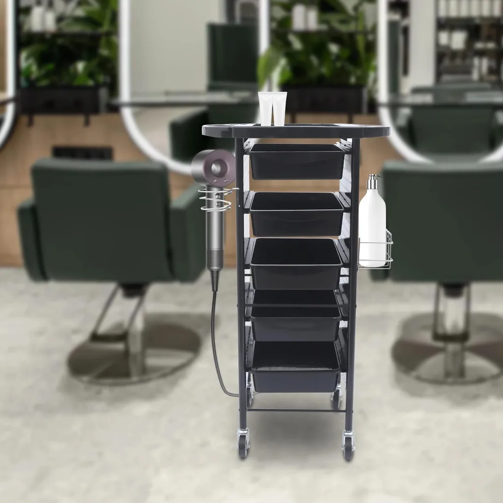 Chariot coiffeur avec surface galvanisée et structure fer haute qualité