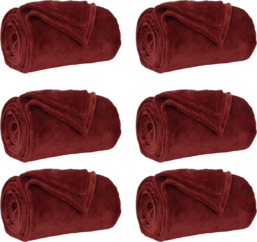 Wohndecken 6 pcs Bordeauxrot 240 x 270 cm Fleece