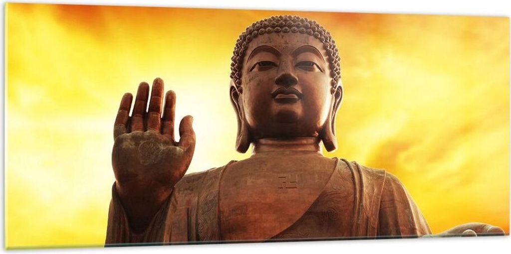 Bilder auf glas - Buddha Stein Sonnenuntergang - 120x50cm - Glasbilder - Wandbilder - Kunstdruck - zum Aufhängen bereit - Wanddekoration aus Glas ...