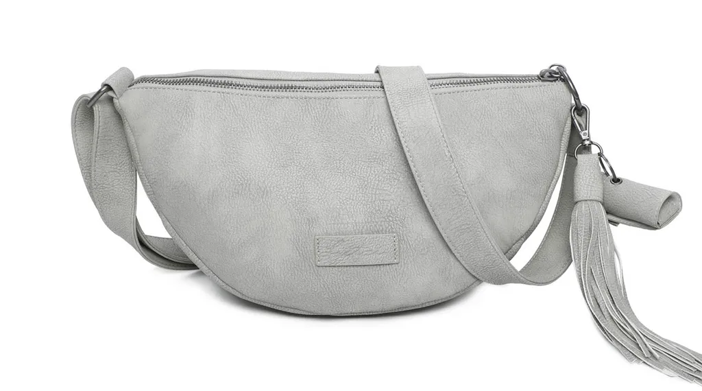 Sac à épaule gris Pebbles Radix Lipstick03 en texture grainée élégante
