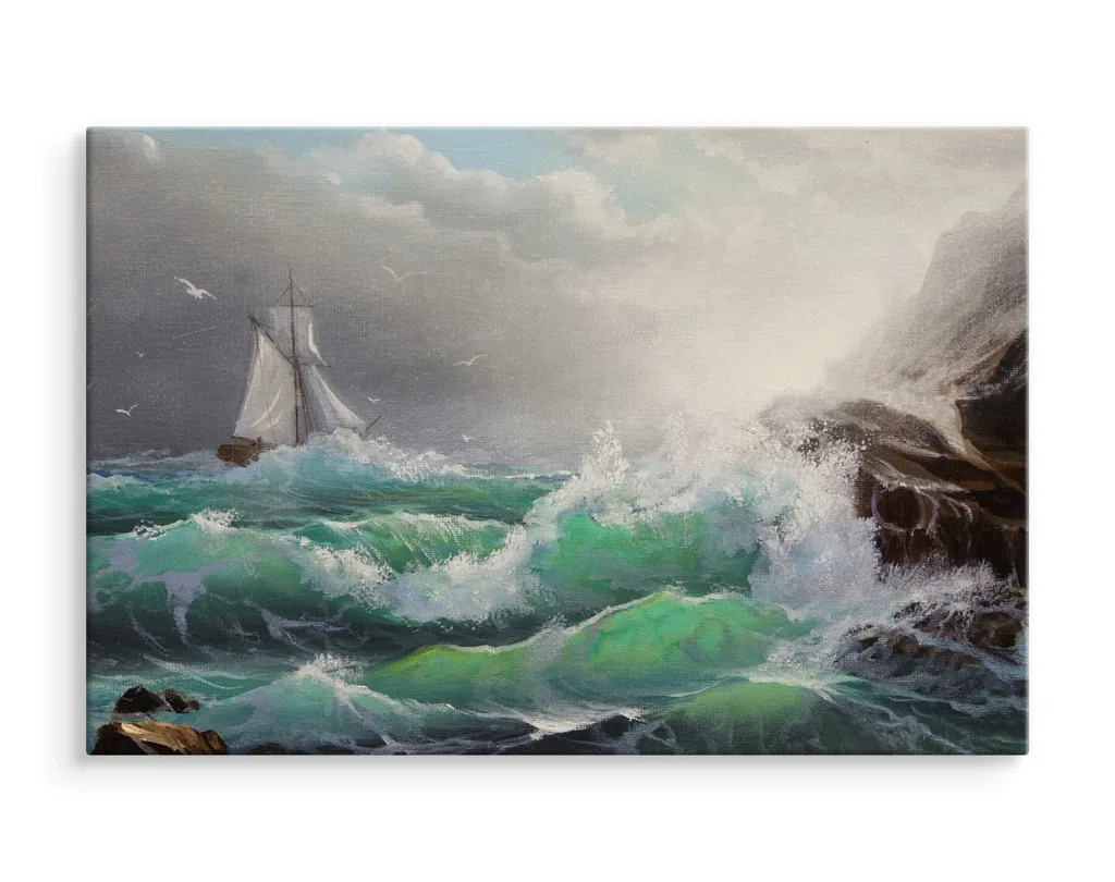 Decorazione Parete Mare 70x50 cm - Stampa Tela Nave XXL per Soggiorno - 3