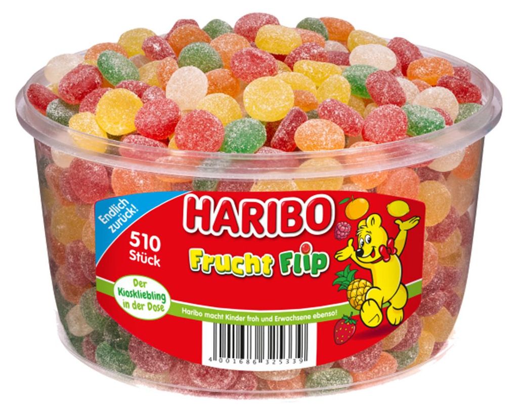Haribo Fruit Flip 510 ovocné žvýkačky s cukrem, různé 1275g Obrázek produktu 