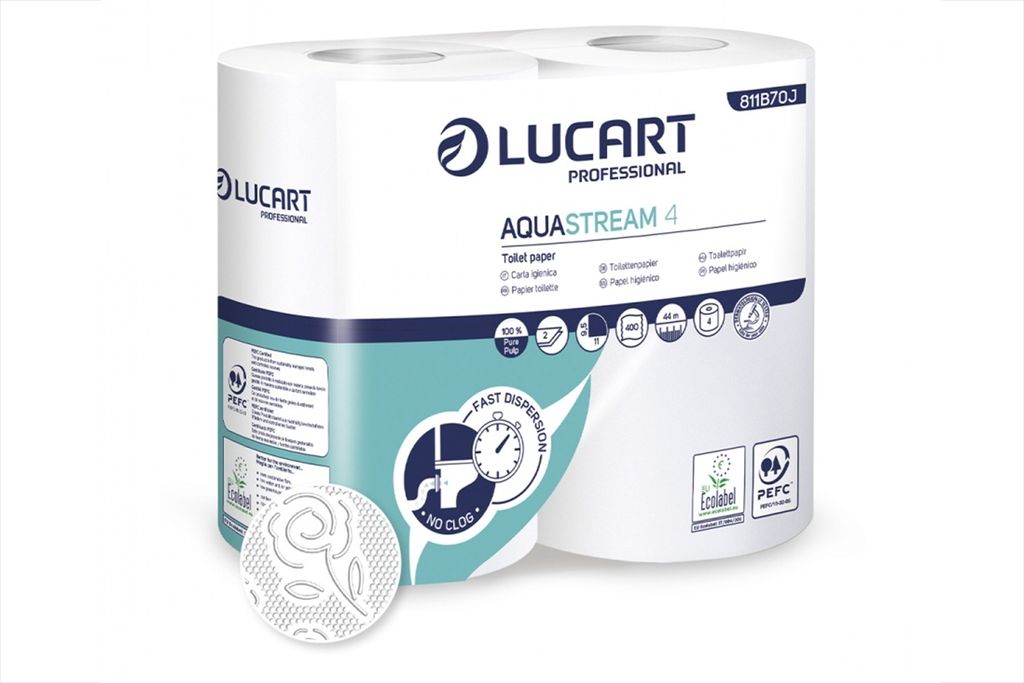 Lucart AQUASTREAM 4 - Selbstauflösendes Toilettenpapier für Camping und Boot WC Papier