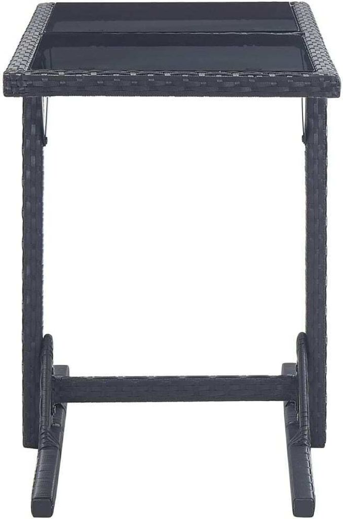 Möbel Esstisch/Outdoor Tisch - Gartentisch - moderne Design - Balkontisch - Schwarz 110×53×72 cm Glas und Poly Rattan Top1610923