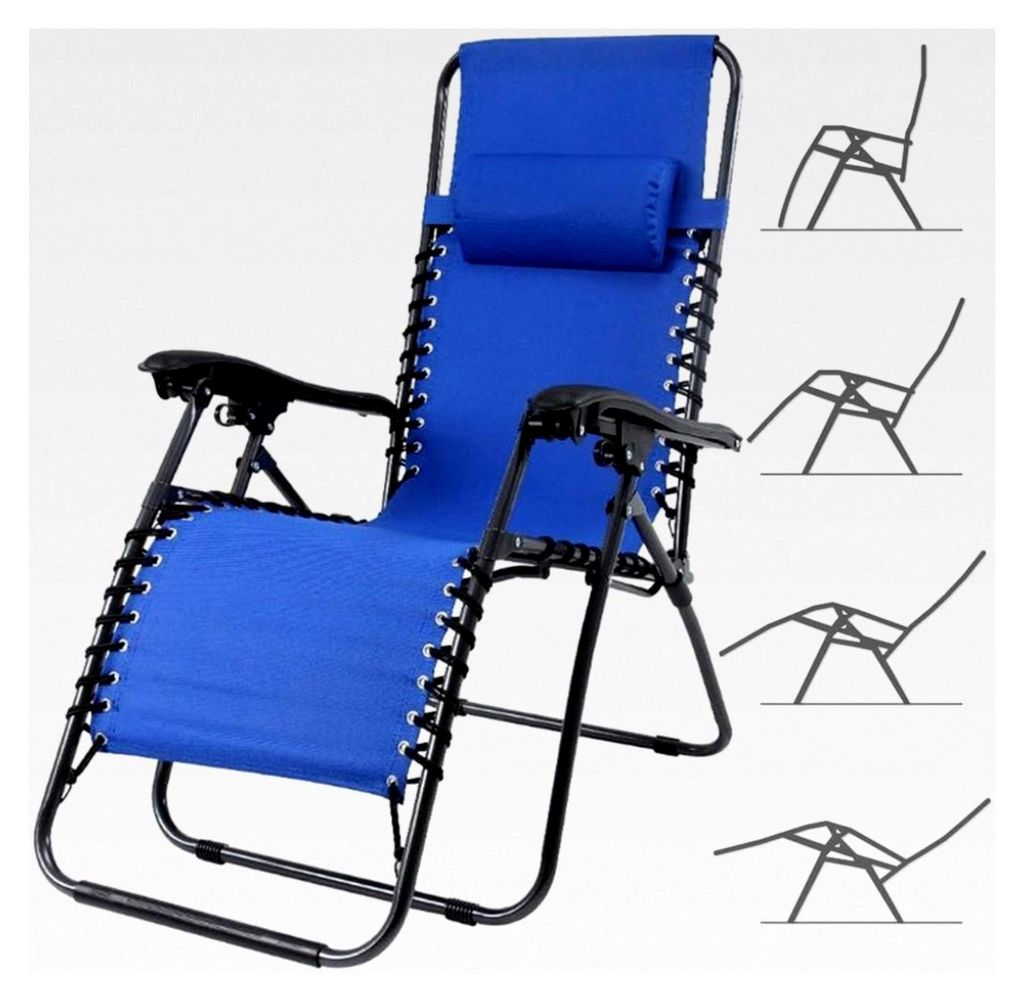 Verstellbare Sonnenliege mit abnehmbarem Kopfkissen, klappbar, Stahlrahmen, ergonomischer Hochlehner für Garten und Terrasse
