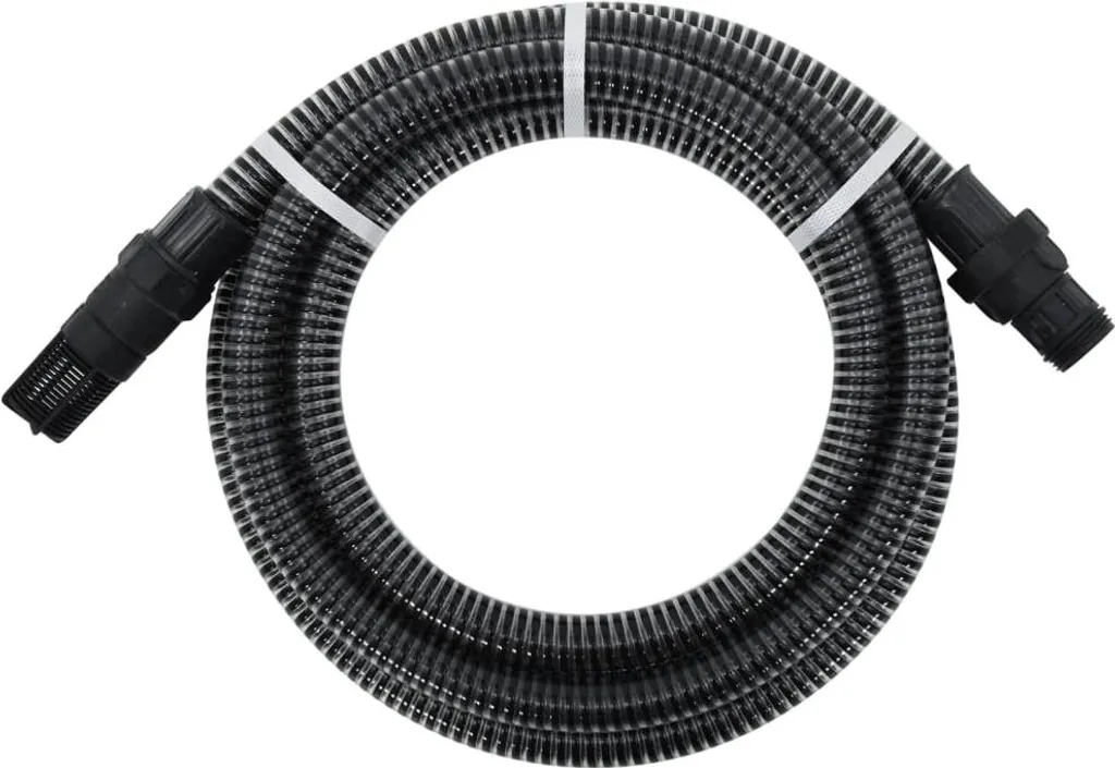 Tuyau d'aspiration 7m PVC noir 1 pouce avec raccords étanches inclus