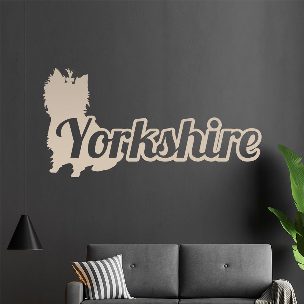 KIWISTAR Yorkshire mit Name Schrift Silhouette Wandtattoo in 6 Größen - Wandaufkleber Wall Sticker - Dekoration, Küche, Wohnzimmer, Schlafzimmer...