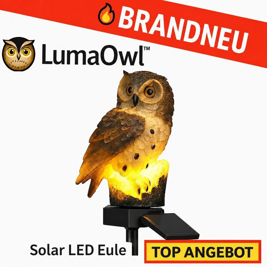 LumaOwl™ Solar LED Eule Gartenlampe Deko Außen Beleuchtung Produktbild 