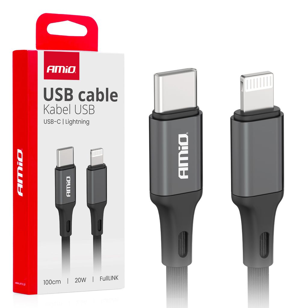 AMiO USB-C-auf-Lightning-Kabel 20 W 100 cm FullLINK – Hochwertiges Schnellladekabel