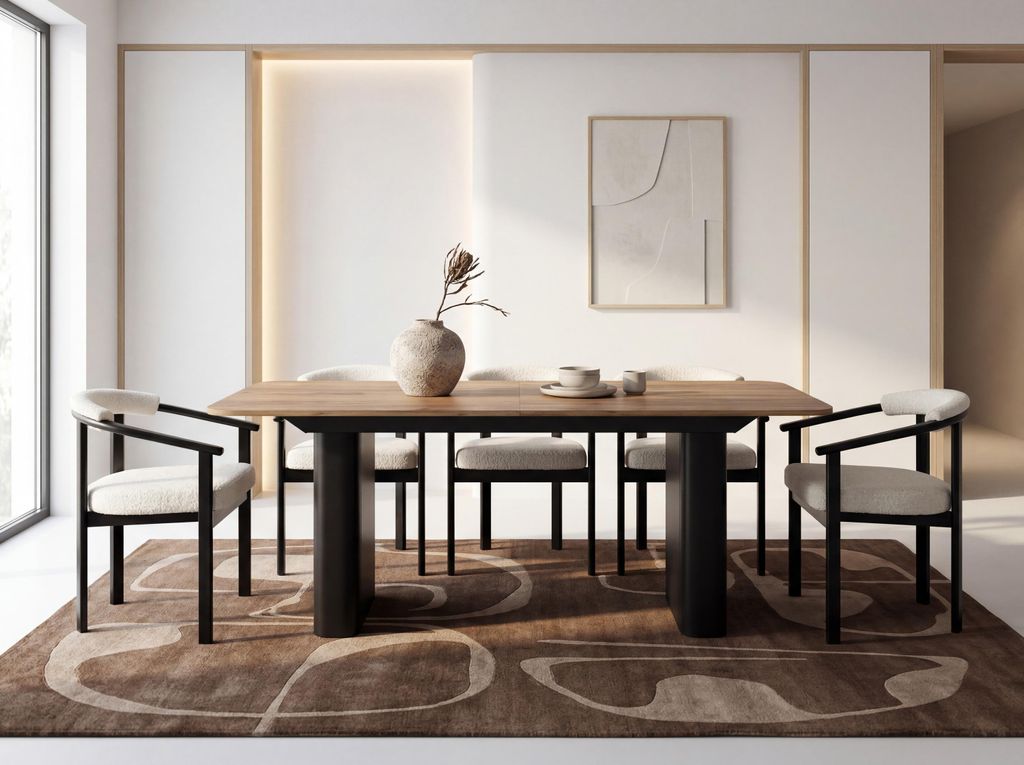 Ausziehbarer Rechteckiger Esstisch – XXL Modernes Design mit Schwarzem Metallgestell – für 10-14 Personen, 200 x 90 / 300 cm – Eiche Braun