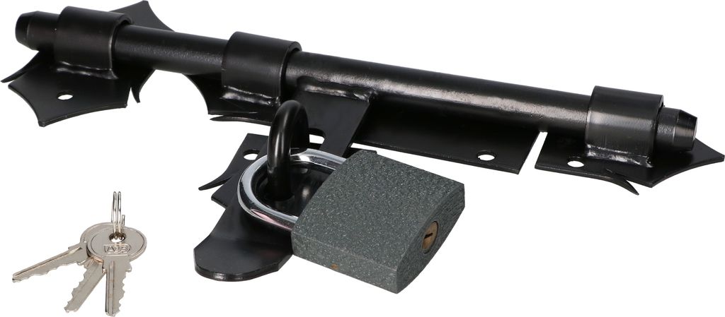 KOTARBAU Torriegel mit Vorhängeschloss Türriegel Bolzenriegel Schubriegel 270 mm Schwarz