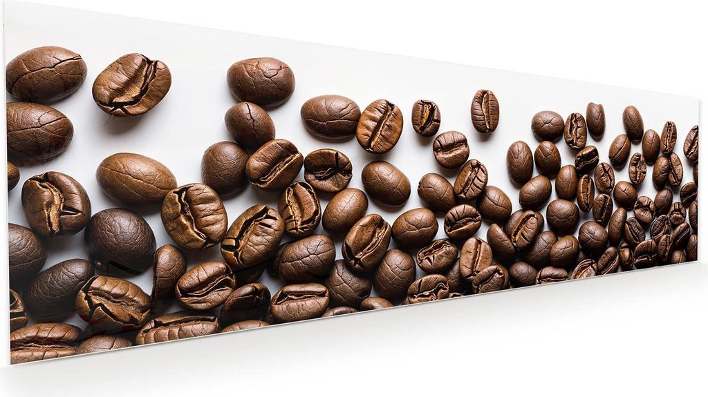 Glasbild 120x40cm in XXL für Wohnzimmer, Schlafzimmer Motiv Kaffeebohnen