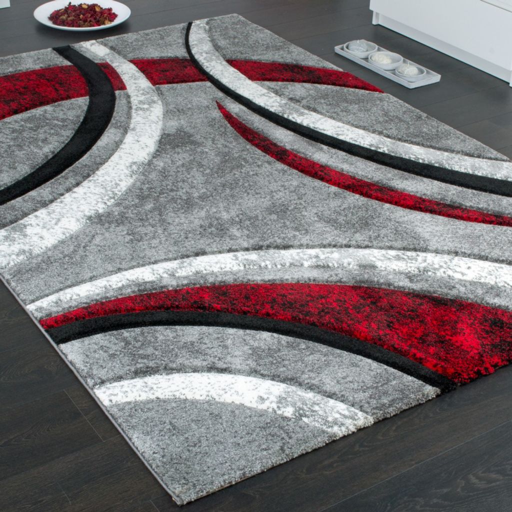 Designer Teppiche Konturenschnitt Modern Teppich Kasten Design Rot 160x230cm 
