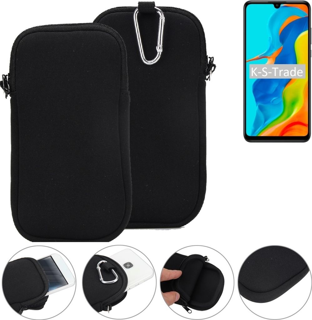 K-S-Trade Neopren-Hülle Handyhülle kompatibel mit Huawei P30 lite New Edition Schutzhülle Neoprenhülle Sleeve Schutz-Hülle Gürtel Tasche Case