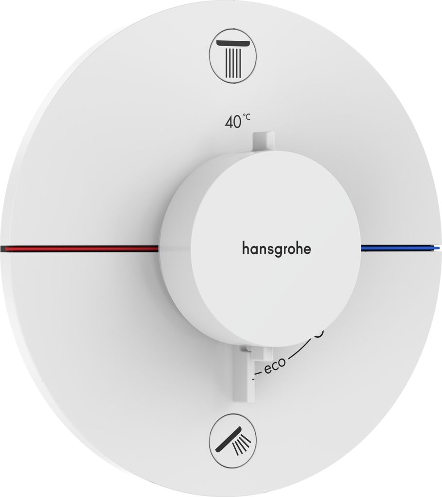 hansgrohe ShowerSelect Comfort S Thermostat, Unterputz, 2 Verbraucher, runde Rosette, mit Sicherungskombination, 15556700