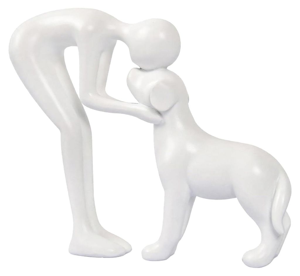 Niedliche Mensch-Hund-Statue aus Kunstharz, Tierfigur für Zuhause, Büro, Schreibtisch oder Regal, Geschenkidee für Tierliebhaber
