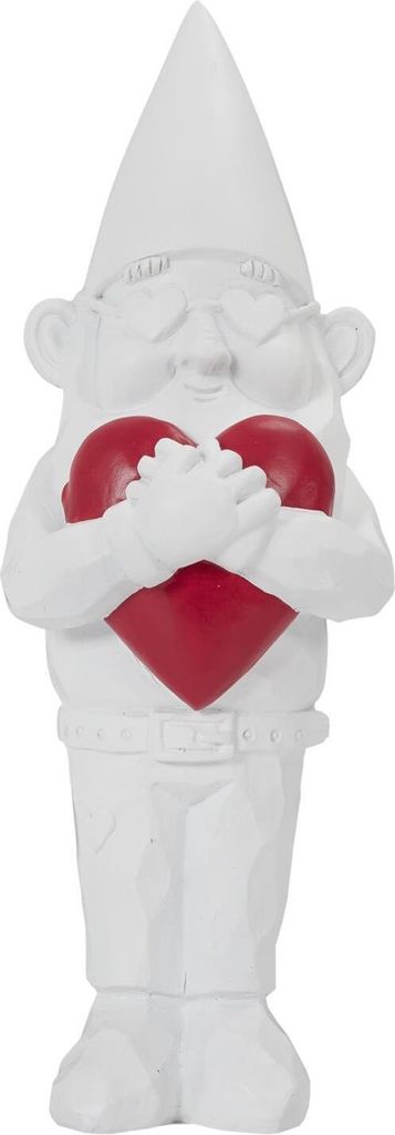 Dekorativer Gartenzwerg mit Herz – 33 cm – Wetterfestes Dekofigur für Innen & Außen – Liebevoller Gnom für Garten, Balkon und Wohnbereich ...