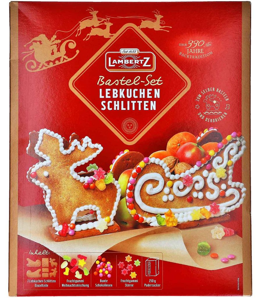 Lambertz Lebkuchen-Schlitten Bastel-Set 828g Produktbild 