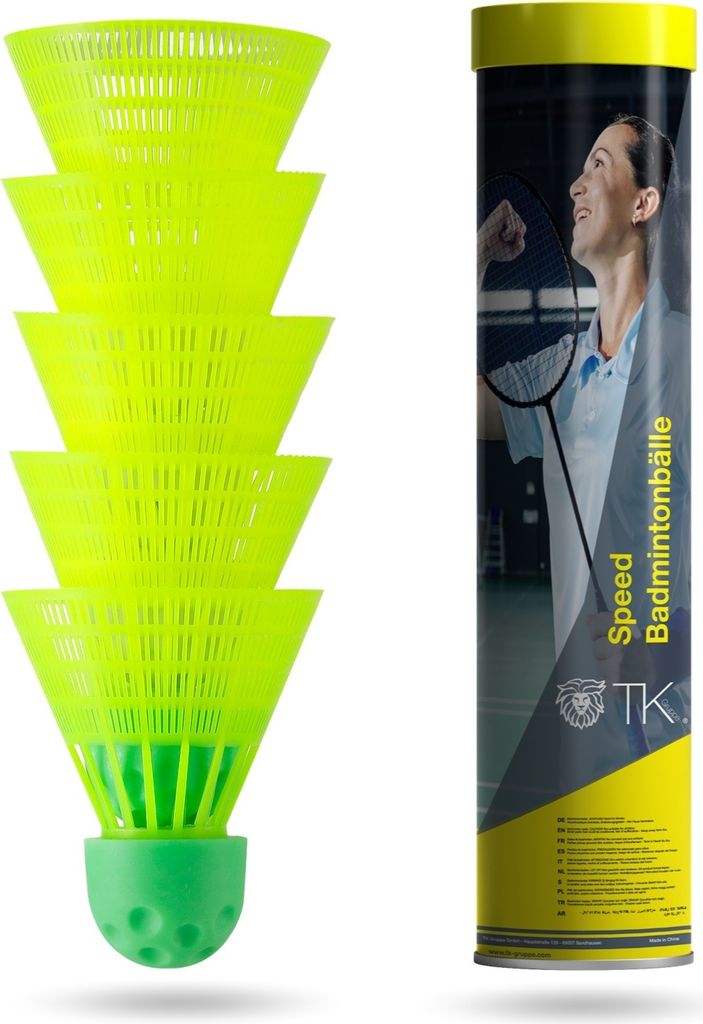 5x Speedbadminton Federbälle gelb - Badmintonbälle, extra Schnell