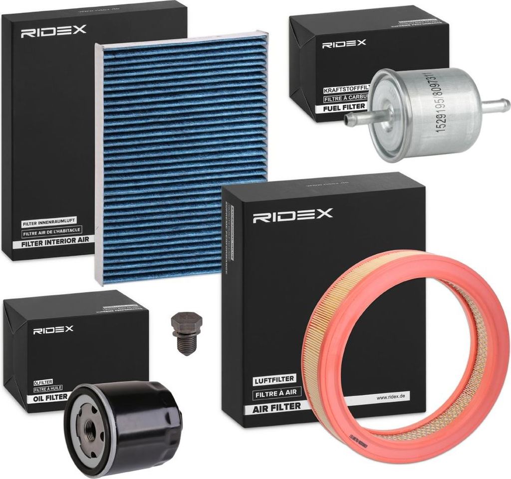 RIDEX Filterset Inspektionspaket Filtersatz für VW Polo Schrägheck (6N1) Caddy II Kastenwagen (9K9A) Polo Classic (6V2) Polo Variant (6V5) für SEAT