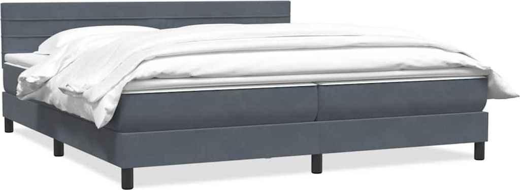 Boxspringbett mit Matratze Dunkelgrau 180x210 cm Samt