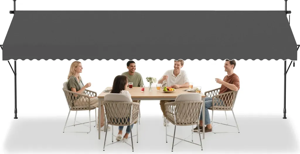 Tenda a Morsetto Antracite 400cm | Soluzione Salva-Spazio Esterno