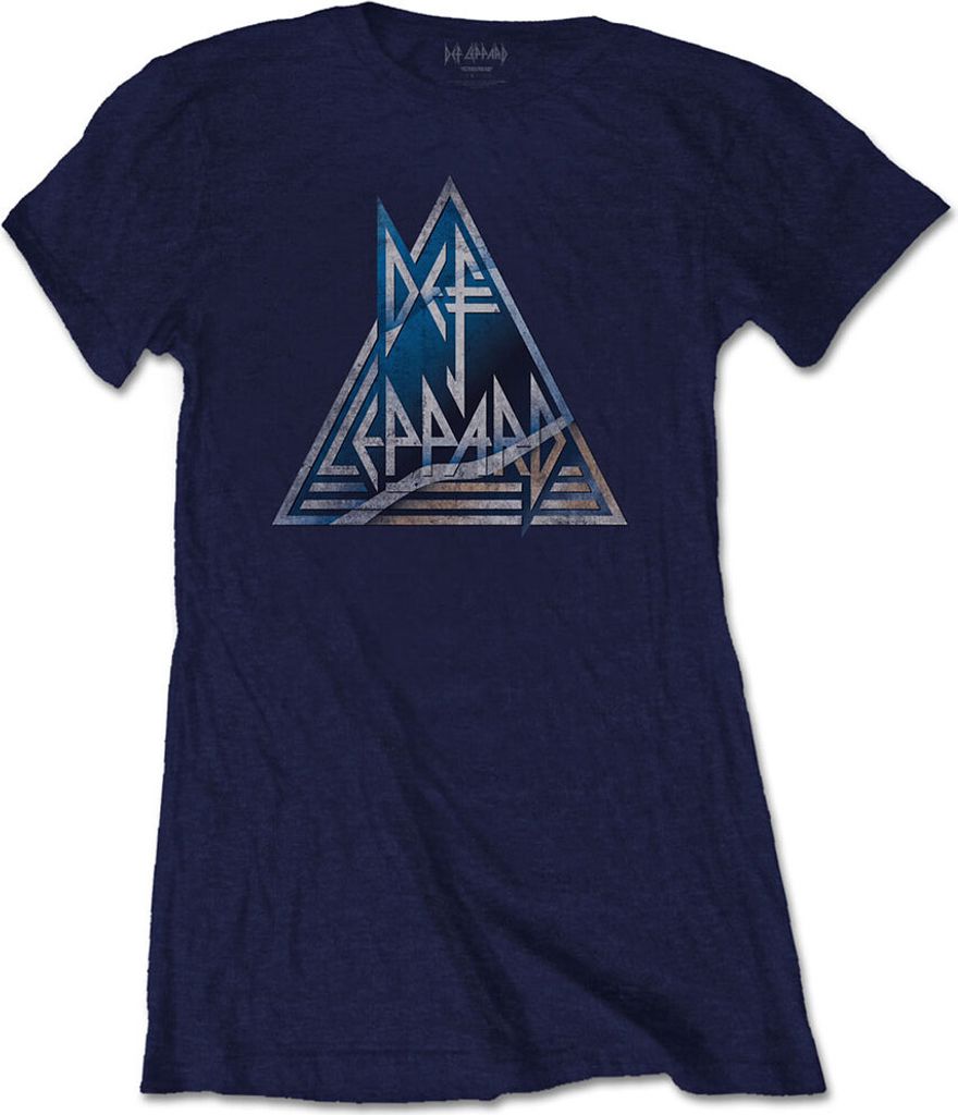 Def Leppard Triangle Logo Navy Blue L Damen T-Shirt Produktbild 