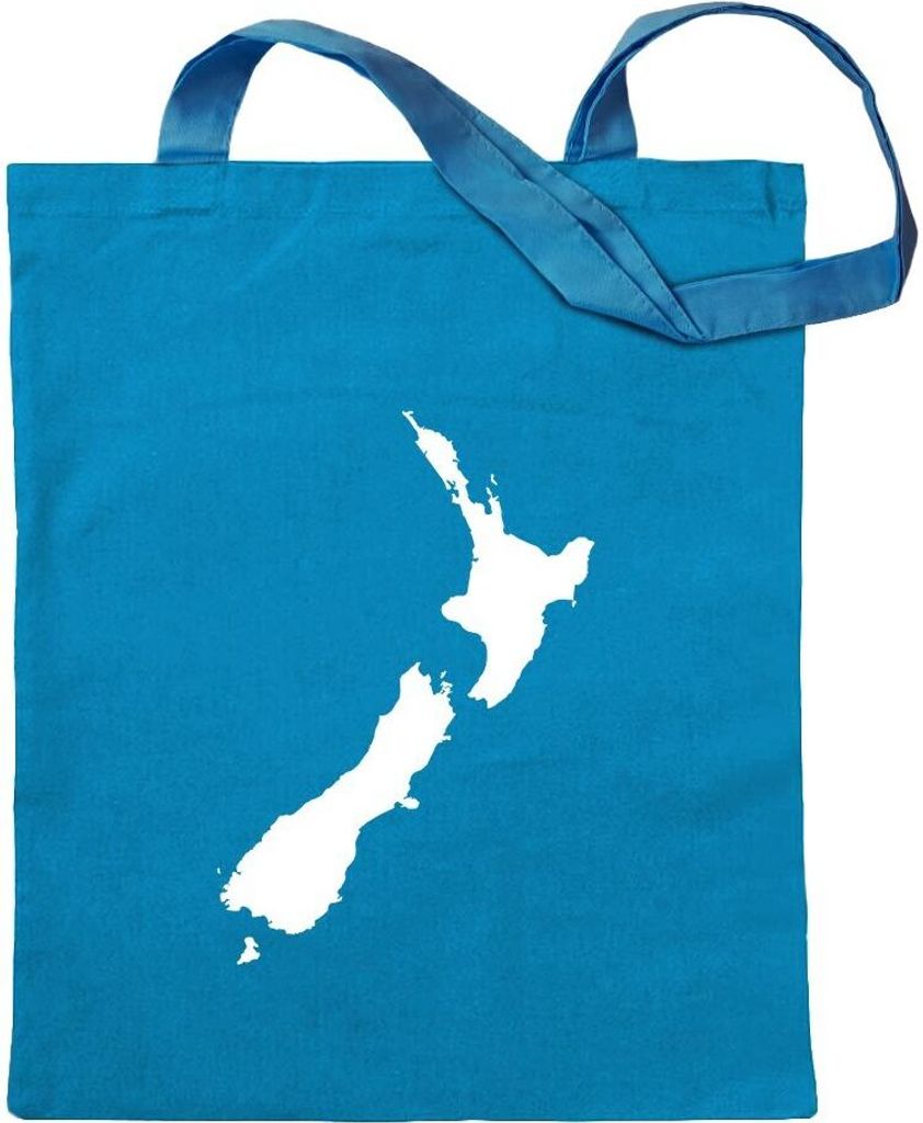 Kiwistar - Baumwolltasche - hellblau - Neuseeland Umriss Kontur - Tragetasche Stoffbeutel Umhängetasche langer Henkel