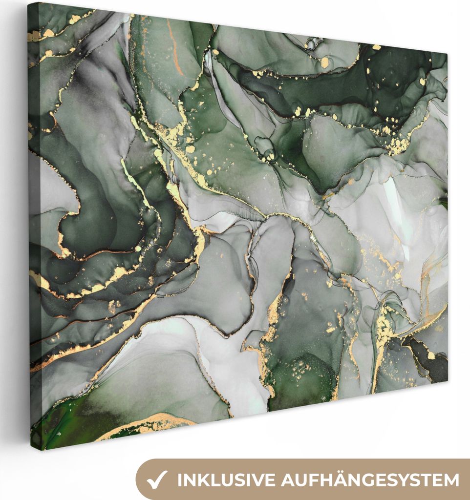 MuchoWow - Leinwandbilder - Luxus - Marmor - Grün, Wandbild, Wanddeko Bilder Wohnzimmer, 40x30 cm