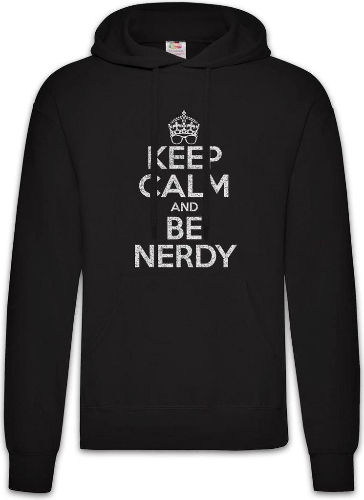 Urban Backwoods Keep Calm And Be Nerdy, Herren Hoodie, Farbe: Schwarz, Größe: S