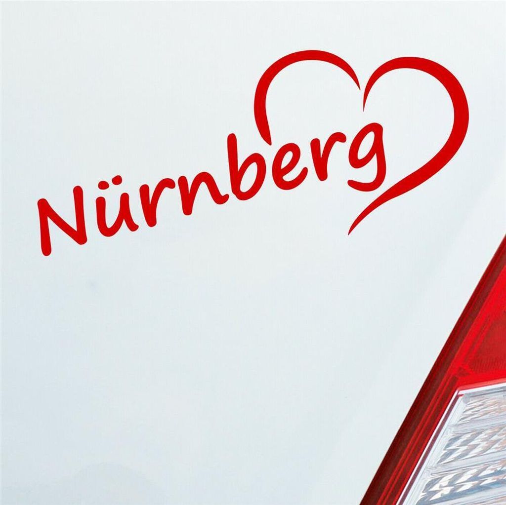 Auto Aufkleber Nürnberg Herz Stadt City Liebe Love Heimat 19x8 cm Rot Sticker Heckscheibenaufkleber