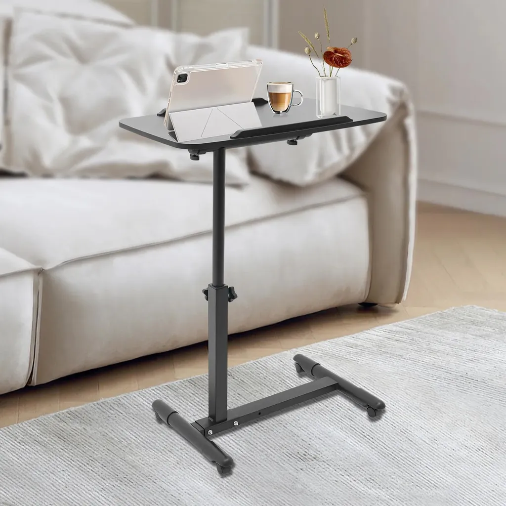 Table roulante ordinateur portable réglable - Bureau d'appoint noir - 7