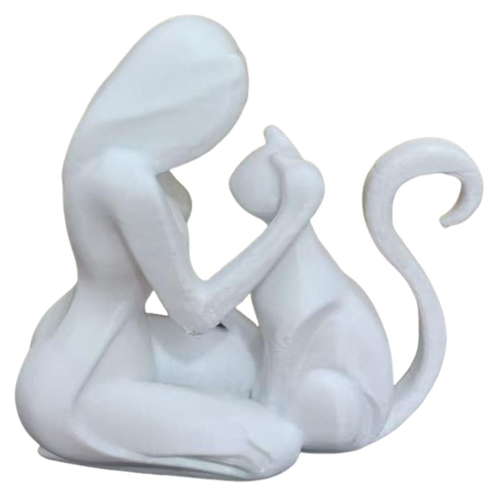 Abstrakte Katzenfigur, 3D-gedruckt, weibliche Kätzchenstatue, Skulptur, Dekoration für Zuhause, Büro oder Schreibtisch.