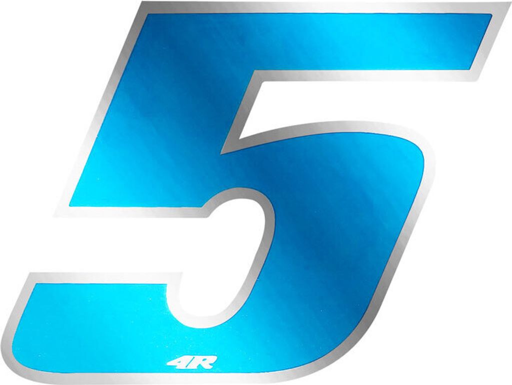 Aufkleber Rennnummer für Motorrad "5" Blau 27 x 37 mm