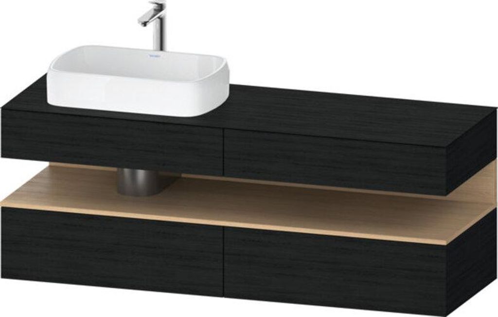 Duravit Qatego Konsolenwaschtischunterbau, 2 Auszüge, 2 Schubkästen, Ausschnitt links, 1600x550x600mm, Nische Eiche Natur, QA4777030160000